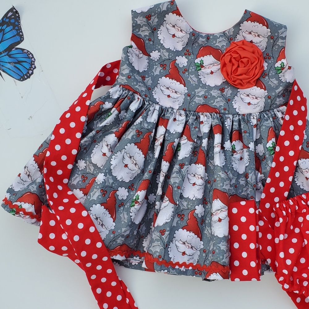 Vintage look Santa Grey Glittery Christmas Dress i